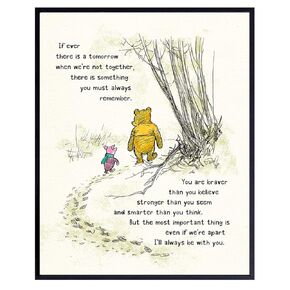 Winnie Pooh Wall Art - Kids Wall Art - Boys Room, Baby Nursery Decor - Girls Bedroom Decor - Wall Decor for Toddlers - Always Remember You Are Braver Than You Believe - A. A. Milne Poster 11x14 Gift