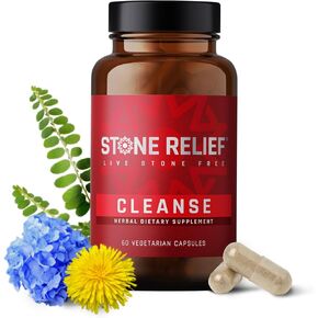 STONE RELIEF Cleanse - Pass Kidney Stones Faster with Less Discomfort - Organic Ingredients - No Side Effects - 60 Capsules