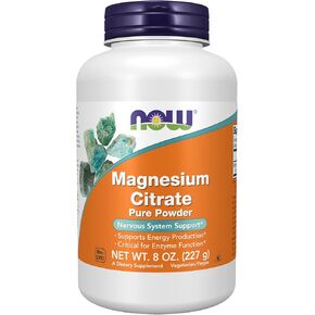 NOW Supplements, Magnesium Citrate Pure Powder, Enzyme Function*, Nervous System Support*, 8-Ounce