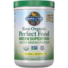 Garden of Life Raw Organic Perfect Food Green Superfood Juiced Greens Powder - Apple Flavor, 30 Servings - Vegan Gluten Free Whole Food Dietary Supplement, Greens Plus Probiotics & Enzymes