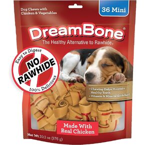 DreamBone Mini Chews With Real Chicken 24 Count, Rawhide-FreeChews For Dogs