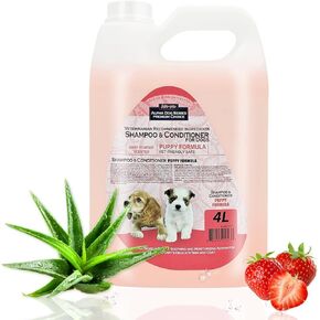 Alpha Dog Series Puppy Grooming Natural Dog Shampoo and Conditioner with Aloe Vera, pH Balanced Shampoo for Dogs, Tear-Free, Moisturizing Dog Shampoo for Sensitive Skin - (1 Gallon)