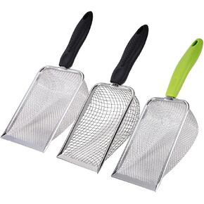 SUMHEN 3PCS Reptile Stainless Steel Fine Mesh,Litter Cleaner Corner Scoop Sand Sifter,Reptile Scooper Bearded Dragon Sand Shovel,Reptile Habitat Sifting Scoopers