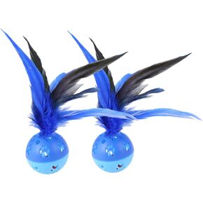 BeeSpring Cat Balls Interactive Cat Toy Cat Feather Balls with Loud Bell Inside (2Pcs - Red, Blue) in Saudi Arabia