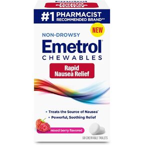 Emetrol Non-Drowsy Nausea Relief - Travel Friendly Nausea Medicine for Upset Stomach - Pharmacist Recommended Nausea Relief - Lemon Flavor, 42 Tablets - 2 Pack