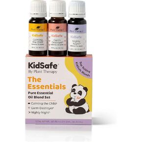 Plant Therapy KidSafe The Essentials Blend Set 100% Pure, Undiluted, Therapeutic Grade, KidSafe Essential Oils for Calming, Sleep, and Immune Support, 10 ml (1/3 oz) Each