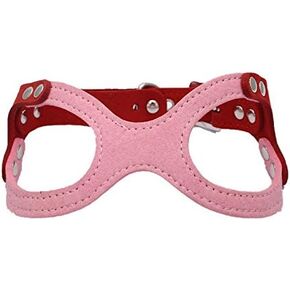 Dogs Kingdom Classic Leather Belt Dog Harness Dog Eyeglass Chest Strap Double-Sided Ultra-Fiber Material Red S