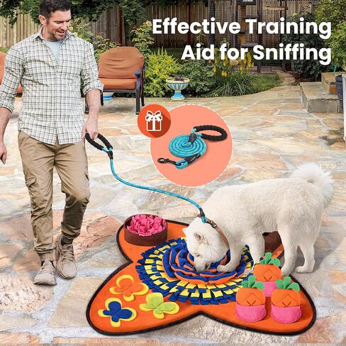 HOMAGICO Snuffle Mat for Dogs 32''X20'' Snuffle Mat for Large Dogs with Free Dog Leash, Nosework Interactive Sniffing Mat for Dogs Cats Rabbits, Slow Feeding Mat for Foraging and Stress Relief in Saudi Arabia