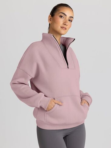 Trendy Queen Womens Half Zip Pullover Sweatshirts Quarter Zip Oversized Hoodies Sweaters Fall Outfits 2023 Y2K Winter Clothes in Kuwait