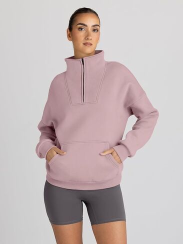 Trendy Queen Womens Half Zip Pullover Sweatshirts Quarter Zip Oversized Hoodies Sweaters Fall Outfits 2023 Y2K Winter Clothes in Kuwait