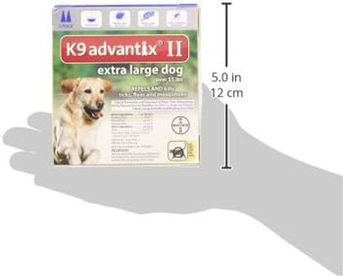 Bayer K9 Advantix II، علاج للتحكم في البراغيث والقراد للكلاب، من 21 إلى 55 رطلاً، كمية تكفي لمدة شهرين in Kuwait