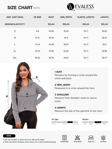 EVALESS Sweaters for Women Waffle Kint Long Sleeve 1/4 Zip Pullover Polo V Neck Sweater for Women in Kuwait