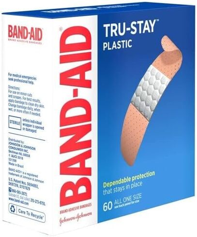 Band-Aid Brand Tru-Stay Plastic Strips Adhesive Bandages for Wound Care and First Aid, All One Size, 60 ct in Saudi Arabia