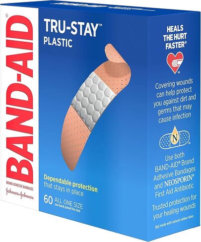 Band-Aid Brand Tru-Stay Plastic Strips Adhesive Bandages for Wound Care and First Aid, All One Size, 60 ct in Saudi Arabia