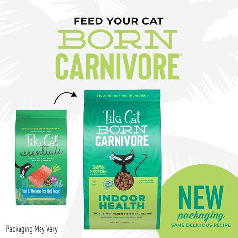Tiki Cat Born Carnivore High Protein Indoor Health Non-GMO Dry Cat Food, Trout and Menhaden Fish Meal Recipe 3 lbs. Bag in Kuwait