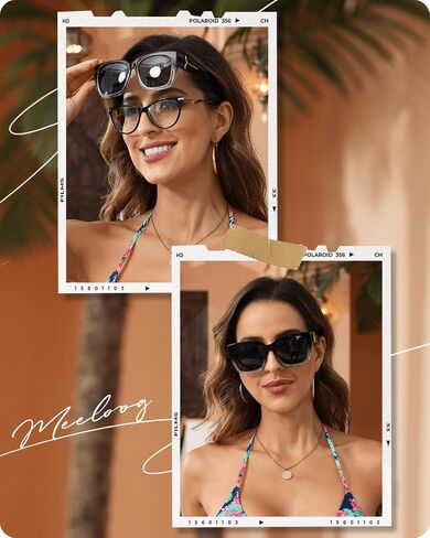 Meeloog Polarized Fit Over Glasses Sunglasses for Women UV Protection, Trendy Square Wrap Around Shades for Driving Riding in Kuwait