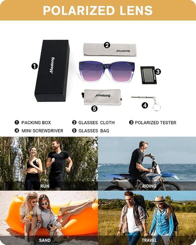 Meeloog Polarized Fit Over Glasses Sunglasses for Women UV Protection, Trendy Square Wrap Around Shades for Driving Riding in Kuwait