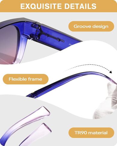 Meeloog Polarized Fit Over Glasses Sunglasses for Women UV Protection, Trendy Square Wrap Around Shades for Driving Riding in Kuwait