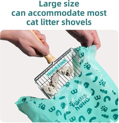 Cat Poop Odor Sealing Bag - PAWSHOLIC Cat Waste Litter Tie Bags with Handle, Blue Cornstarch Leak Proof Disposal Eco Friendly Poop Pick Up Bag (180PCS/Box, Lavender) in Kuwait