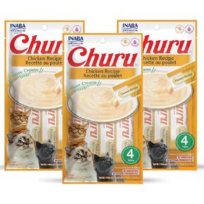 INABA Churu Lickable Purée Natural Cat Treats (Tuna with Scallop Recipe, 4 Tubes)