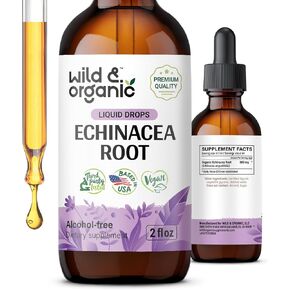 Echinacea Drops - Organic Echinacea Tincture - Echinacea Root Supplement - Vegan, Alcohol Free - 4 fl oz