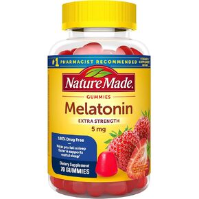 Nature Made Melatonin 5mg, 100% Drug Free Sleep Aid for Adults, 70 Gummies, 70 Day Supply