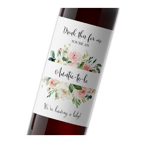 Drink This For Me You’re an Auntie-To-Be Wine Labels ● SET of 5 ● Pregnancy Announcement Wine Label Friends Sister Baby Reveal promoted Aunt Auntie Alternative to Having Baby Cards WATERPROOF A626-5A1