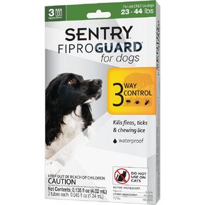 SENTRY Fiproguard for Dogs, Flea and Tick Prevention for Dogs (45-88 Pounds), Includes 6 Month Supply of Topical Flea Treatments