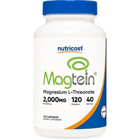 Nutricost Magnesium L-Threonate As Magtein 2000mg, 120 Capsules - Non-GMO, Gluten Free, Vegetarian Friendly