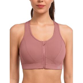 Yvette Zip Front Sports Bra - High Impact Sports Bras for Women Plus Size Workout Fitness Running