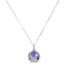 Recycled Vintage Early 1900's Purple Medicine Bottle and Sterling Vintage Lace Necklace