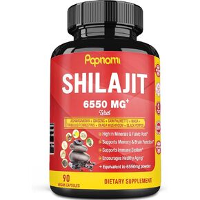 Papnami Shilajit Extract Capsules, Brain Boost,Immune Support, Equivalent to 6550mg, 5 Months Supply, 150 Capsules