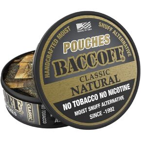 BaccOff, Classic Natural Pouches, Premium Tobacco Free, Nicotine Free Snuff Alternative (5 Cans)