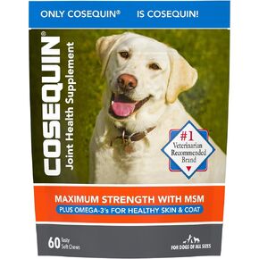Nutramax Cosequin Joint Health Supplement for Dogs - With Glucosamine, Chondroitin, MSM, and Omega-3's, 60 Soft Chews