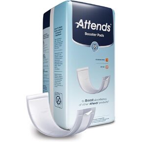Attends Booster Pads for Adult Incontinence designed to boost absorbency of other Attends products, Unisex, one size, 3.5"x11", 24 Count (Pack of 8)