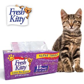 80 Count Fresh Kitty Litter Box Liners Super Thick, Durable, Easy Clean Up Jumbo Drawstring Scented Litter Pan Liners, Bags for Pet Cats