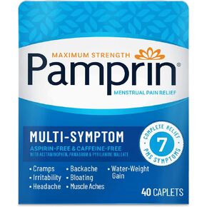 Pamprin Botanicals for PMS & Period Support, Holistic Relief for Cramps, Mood Swings, Bloating, with Ashwagandha, Magnesium, Turmeric, Vitamin B6, Chasteberry 22ct