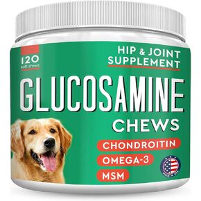 Hemp Treats for Dogs - Hip and Joint Supplement w/Glucosamine, Chondroitin, MSM, Omega 3 - Joint Pain Relief - Advanced Formula - Senior Dog Aid - Made in USA - 120 Chews in Kuwait