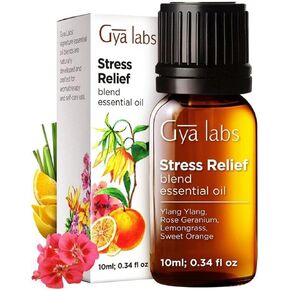 Gya Labs Stress Relief Essential Oils for Diffuser - 100% Pure Therapeutic Grade Stress Away Essential Oils for Aromatherapy - Natural Stress Relief Oils for Relaxing, Soothing & Headache (0.34 fl oz)