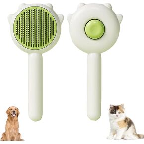 2-in-1 Magic Pet Comb & Grooming Brush - Self Cleaning Slicker for Long & Short Hair Cats and Dogs - Shedding & Massage Tool (Purple)