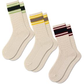 Mid Calf Ribbed Tube Socks 1980s Retro Striped Socks For unisex Casual Cotton Athletic Socks 5PARIS