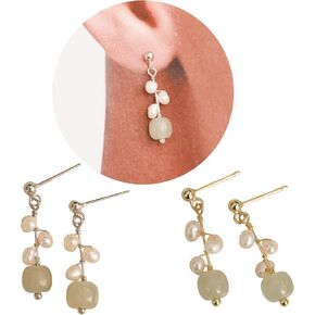 Sterling Silver Natural Fresh Water Pearl Earring, Jade Earring, Dangling Jade Earring, Green Jade Earring, 925 Silver Handmade Earring