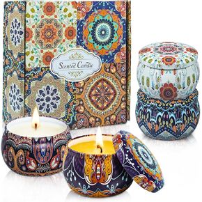 Candles for Home Scented, 4.4 oz 4 Pack Long Lasting Burn, Premium Body Relax & Stress Relief Candles,Ideal Gifts for Birthday, Christmas, Thanksgiving, Mother's Day