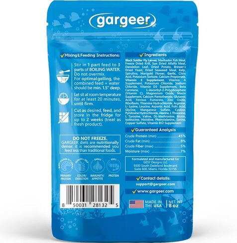 Gargeer 3oz Aquatic Turtle Food for Advanced Breeders Only. Complete Gel Diet for Hatchlings, Juveniles & Adults. Made in The USA Using Premium Ingredients, Growth Enhancing Fortified Gourmet Formula in Saudi Arabia