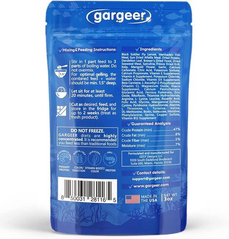 Gargeer 3oz Aquatic Turtle Food for Advanced Breeders Only. Complete Gel Diet for Hatchlings, Juveniles & Adults. Made in The USA Using Premium Ingredients, Growth Enhancing Fortified Gourmet Formula in Saudi Arabia