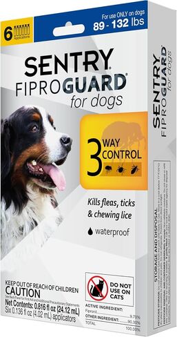 SENTRY Fiproguard for Dogs, Flea and Tick Prevention for Dogs (45-88 Pounds), Includes 6 Month Supply of Topical Flea Treatments in Kuwait