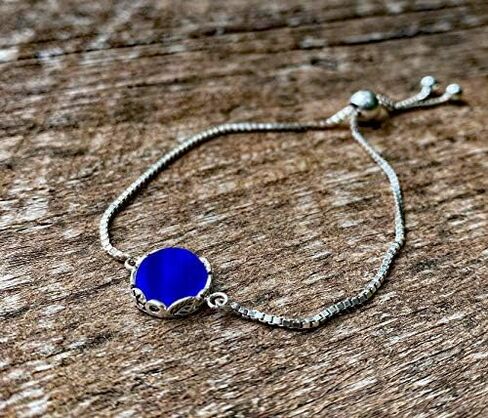 Recycled Vintage Mason Jar Glass and Sterling Silver Botanical Series Adjustable Slider Bracelet in Saudi Arabia