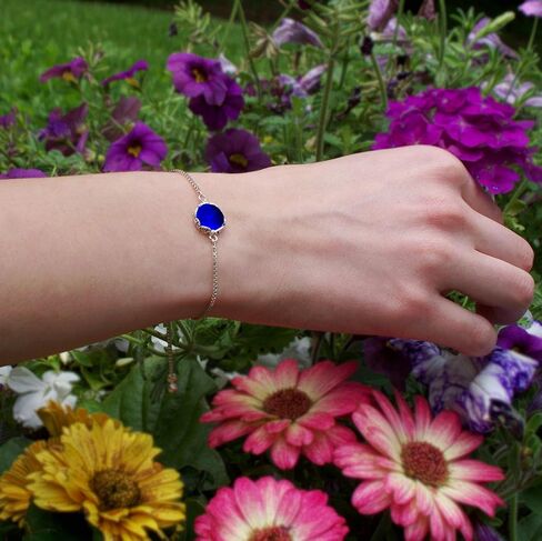 Recycled Vintage Mason Jar Glass and Sterling Silver Botanical Series Adjustable Slider Bracelet in Saudi Arabia