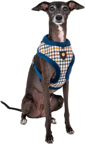 Puppia Stefan Dog Harness Over-The-Head Warm Winter Tumbling Waffle Pattern Adjustable Chest for Small and Medium Dog, Navy, Medium in Saudi Arabia