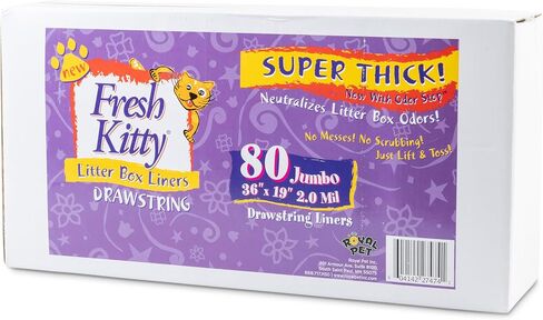 80 Count Fresh Kitty Litter Box Liners Super Thick, Durable, Easy Clean Up Jumbo Drawstring Scented Litter Pan Liners, Bags for Pet Cats in Kuwait